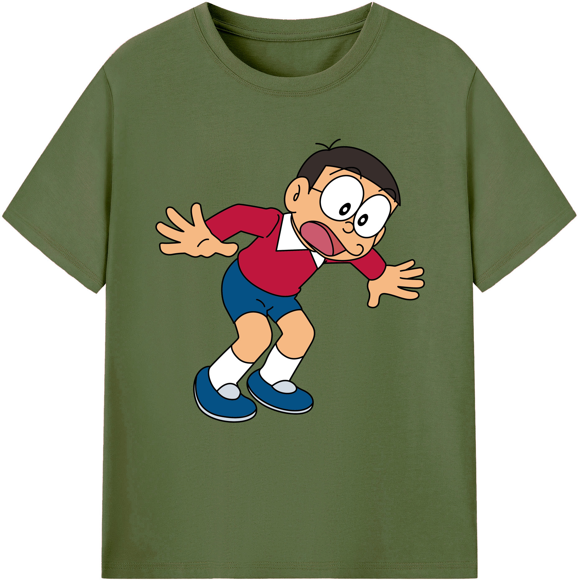 （画像用） ドラえもん 野比 のび太 Doraemon Nobita Nobi 綿100％半袖Tシャツ（フロントプリント）